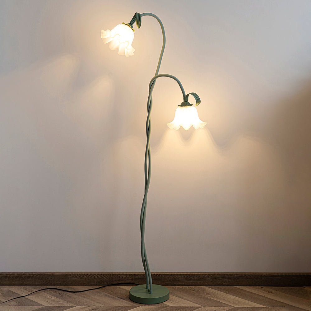 Lampada da terra Cella – Tessuto – Verde – Ø 20 cm × H 170 cm – Stile botanico per il soggiorno