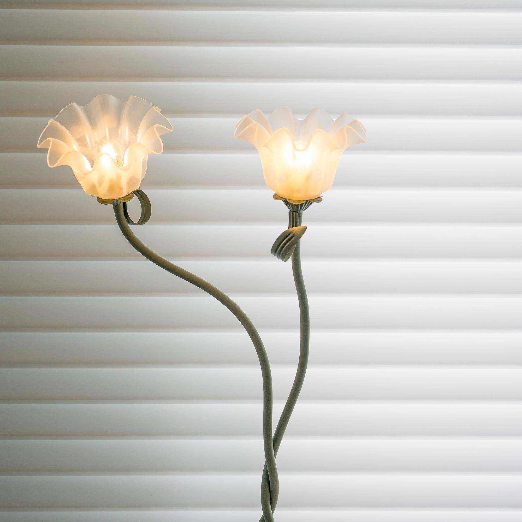 Lampada da terra Cella – Tessuto – Verde – Ø 20 cm × H 170 cm – Stile botanico per il soggiorno