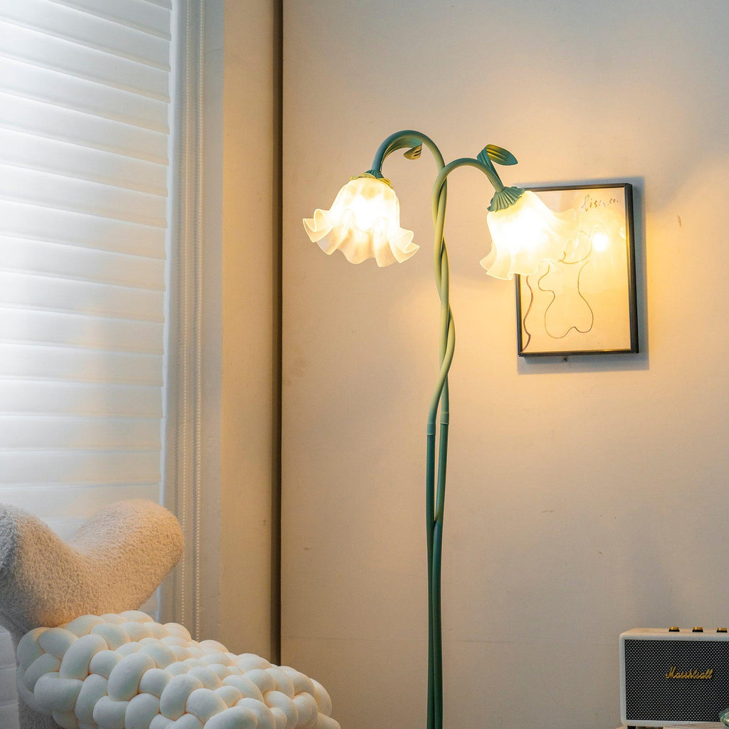 Lampada da terra Cella – Tessuto – Verde – Ø 20 cm × H 170 cm – Stile botanico per il soggiorno