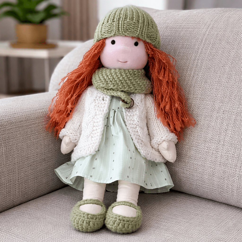 ELORA – Bambola Waldorf fatta a mano in cotone per un gioco creativo