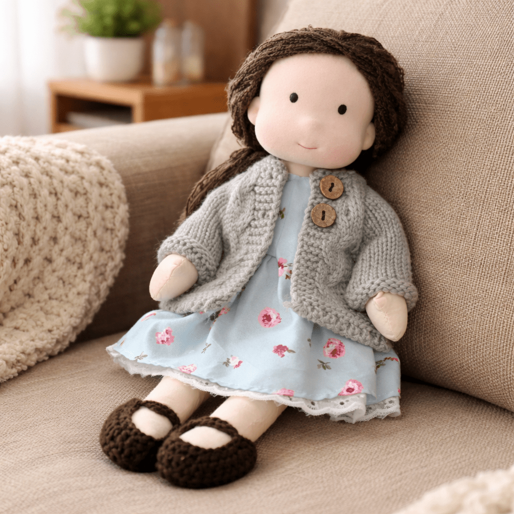 ELORA – Bambola Waldorf fatta a mano in cotone per un gioco creativo