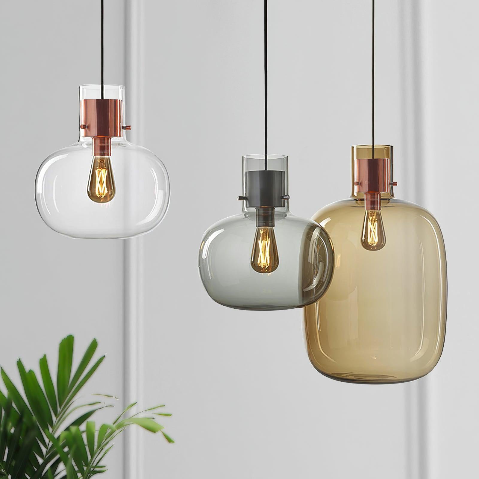 Cimbera Lampada a sospensione – Vetro – Trasparente/Grigio Fumo/Amber – Ø30 cm – Design Moderno