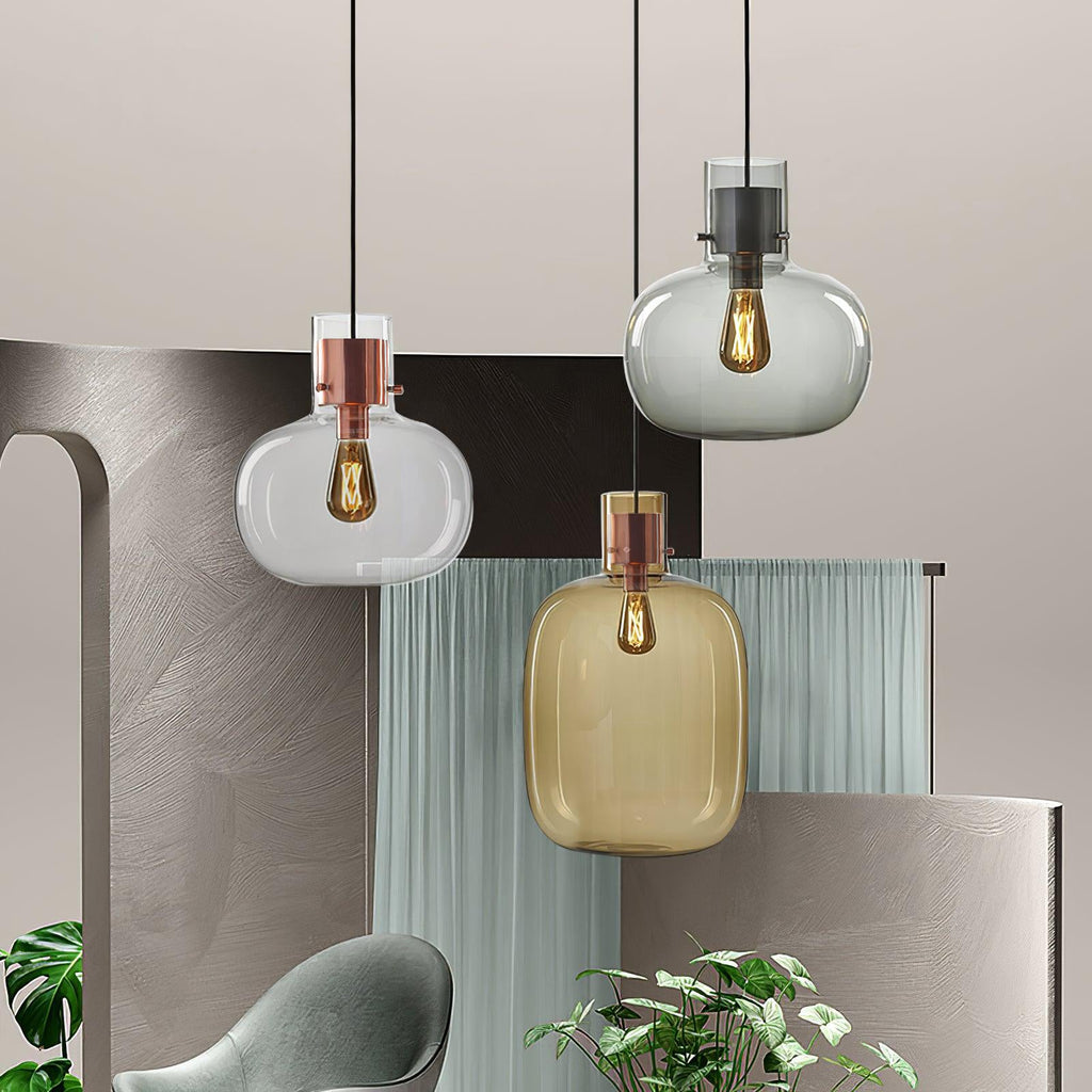 Cimbera Lampada a sospensione – Vetro – Trasparente/Grigio Fumo/Amber – Ø30 cm – Design Moderno