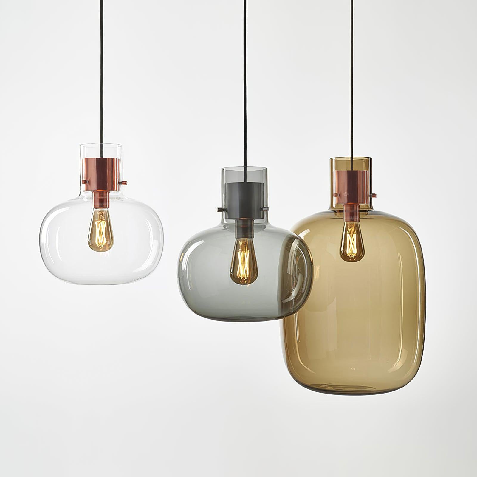 Cimbera Lampada a sospensione – Vetro – Trasparente/Grigio Fumo/Amber – Ø30 cm – Design Moderno