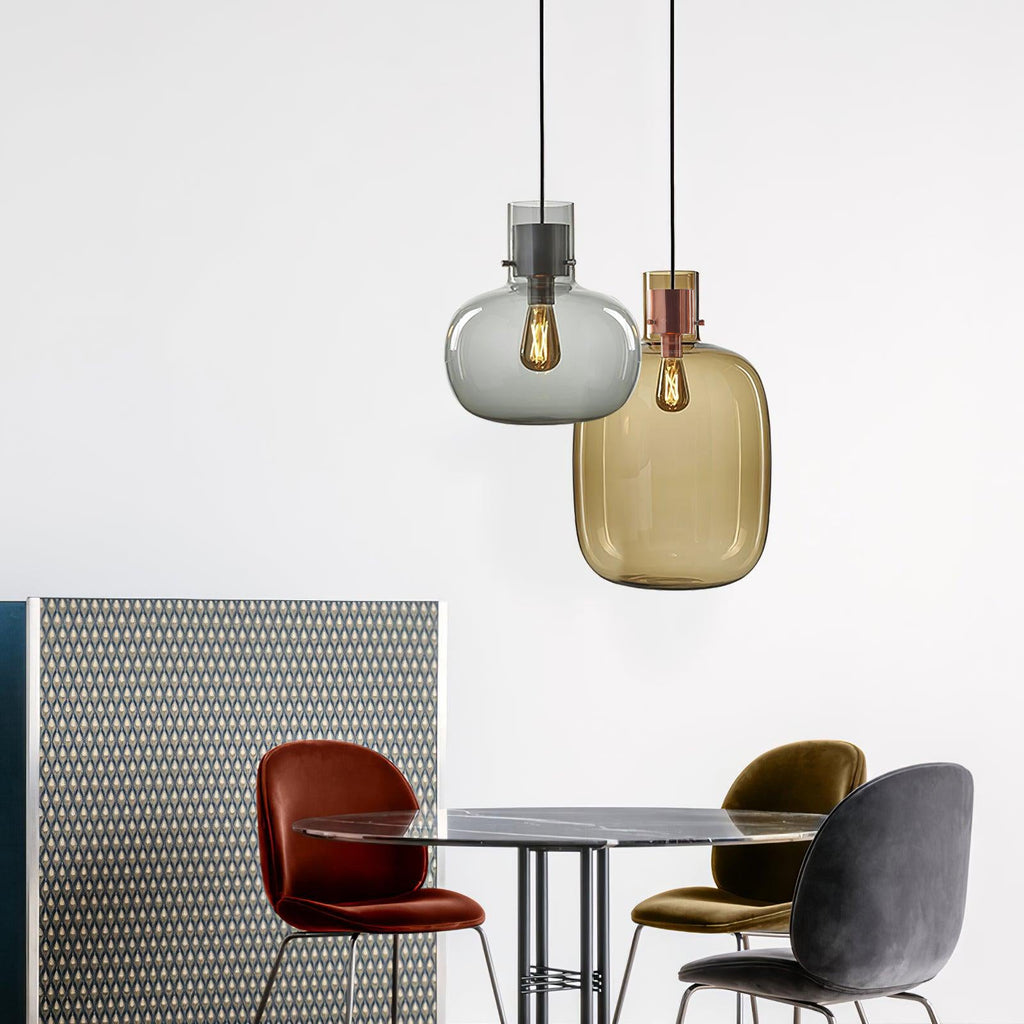Cimbera Lampada a sospensione – Vetro – Trasparente/Grigio Fumo/Amber – Ø30 cm – Design Moderno