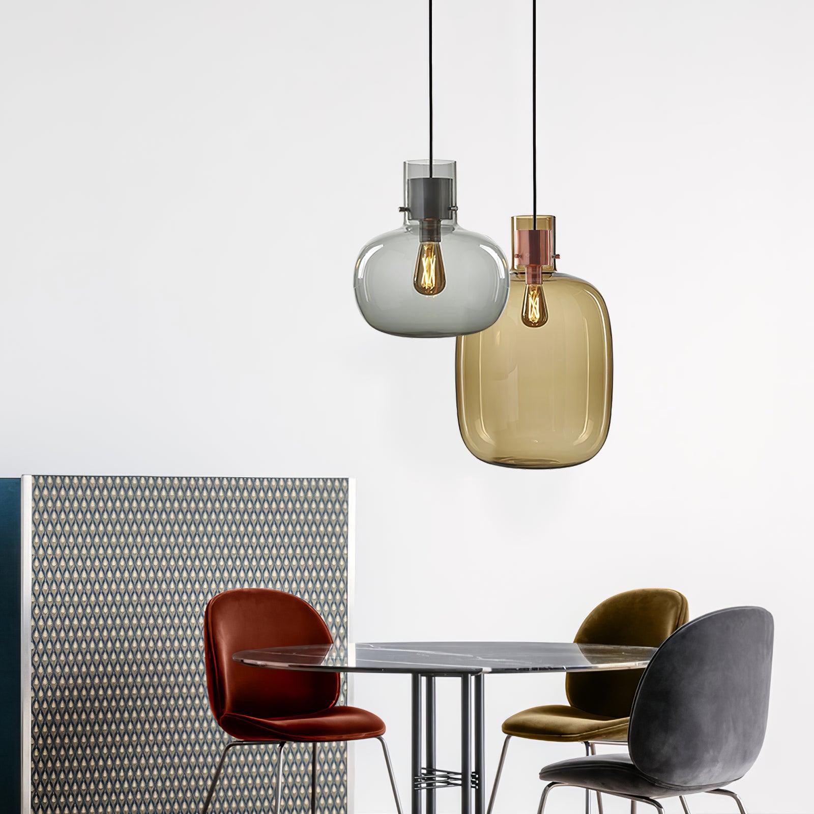 Cimbera Lampada a sospensione – Vetro – Trasparente/Grigio Fumo/Amber – Ø30 cm – Design Moderno