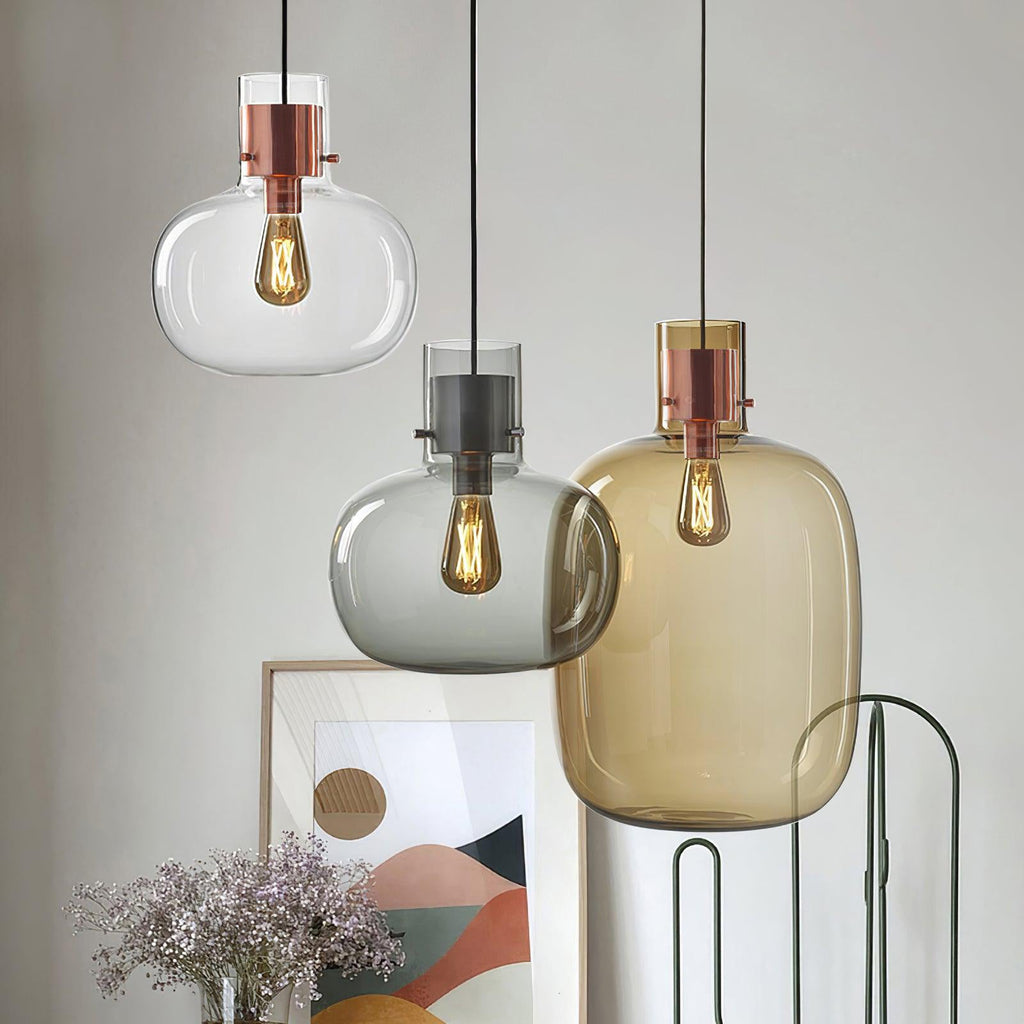 Cimbera Lampada a sospensione – Vetro – Trasparente/Grigio Fumo/Amber – Ø30 cm – Design Moderno