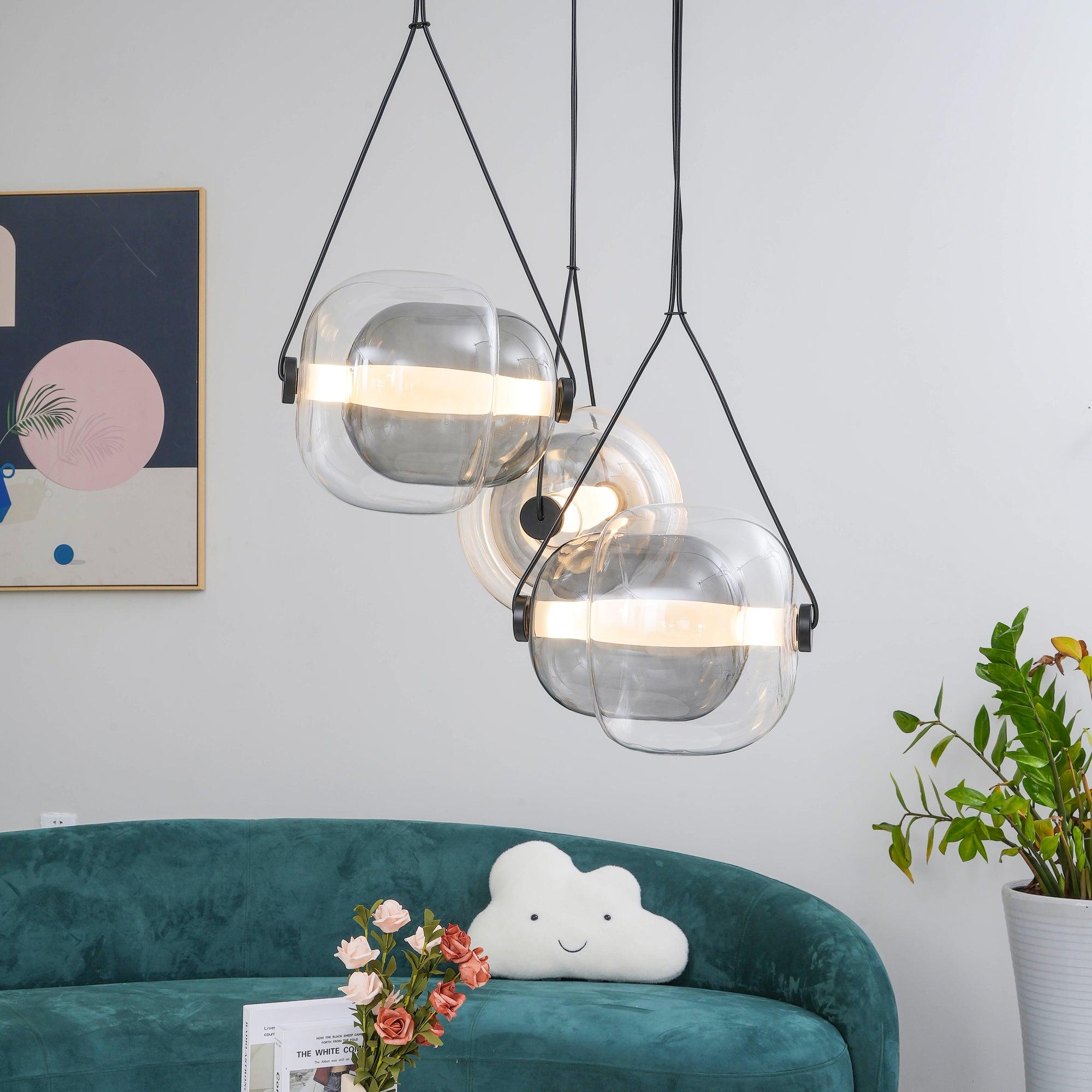 Lampada a sospensione Cindezzo – Vetro – Trasparente/Fumè/Colorato – Moderna – Ideale per sala da pranzo e soggiorno