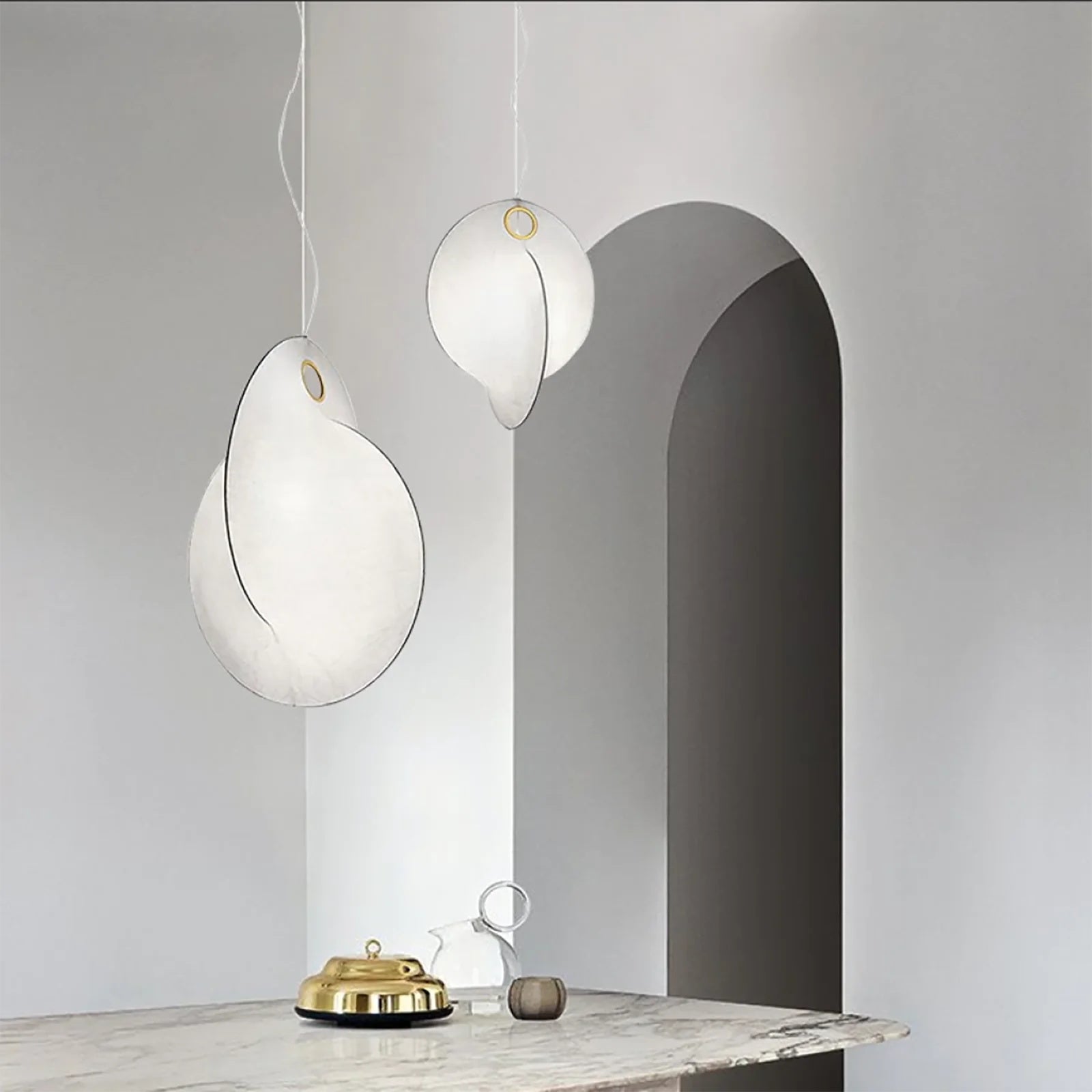 Cocazu Lampada a sospensione – Struttura in acciaio – Bianco – Ø 40 cm – Design moderno