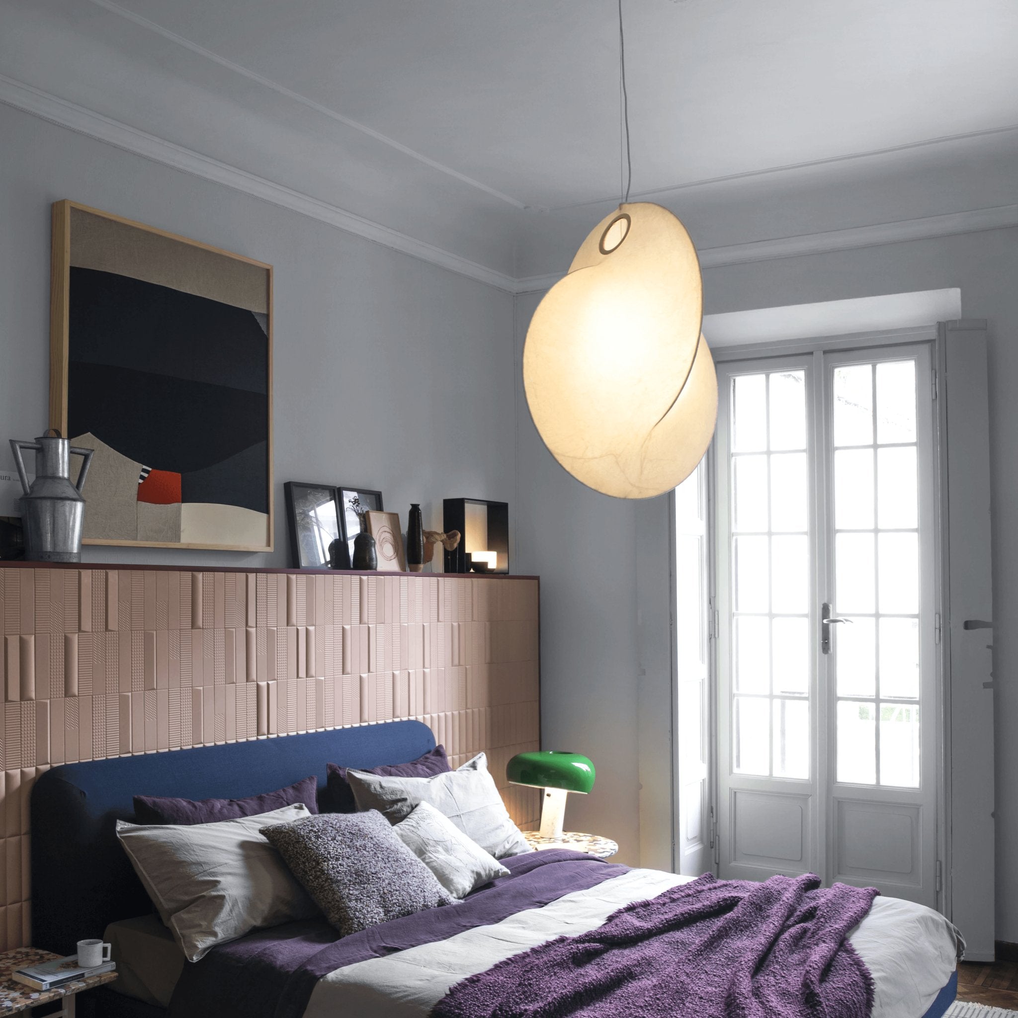 Cocazu Lampada a sospensione – Struttura in acciaio – Bianco – Ø 40 cm – Design moderno