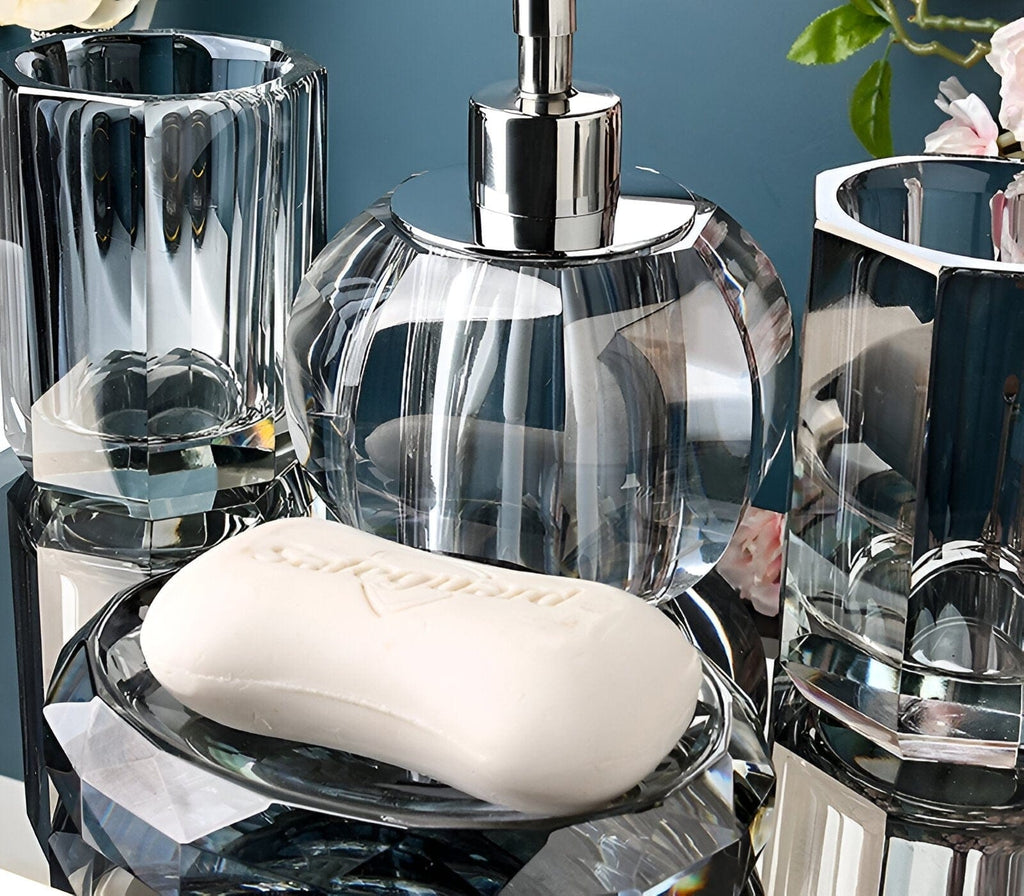 Collezione di Accessori da Bagno in Cristallo LumaGlass Elite per Bagni Eleganti