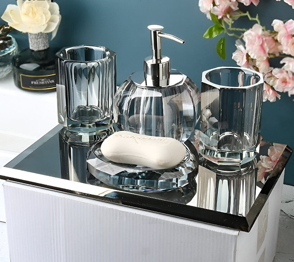 Collezione di Accessori da Bagno in Cristallo LumaGlass Elite per Bagni Eleganti