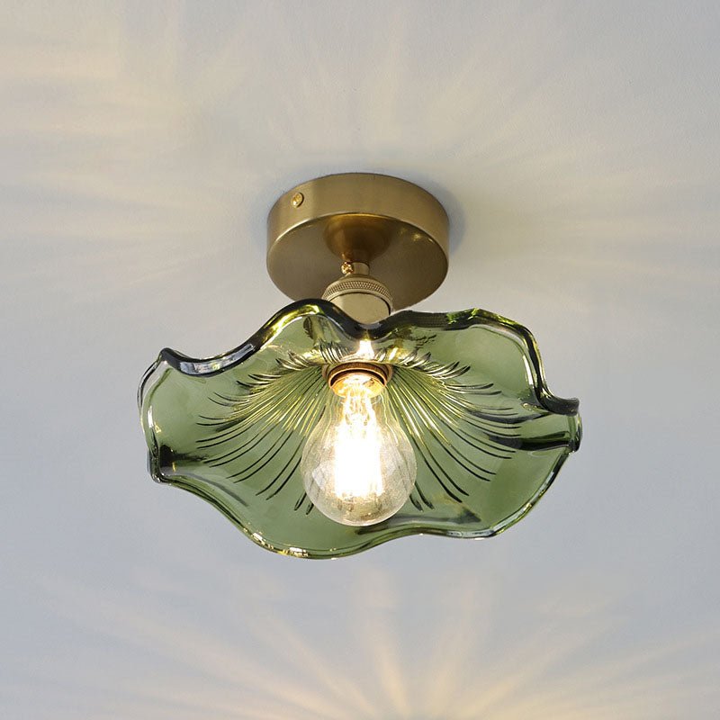 Cullivan Lampada da soffitto – Vetro – Verde – Ø 30 cm – Fascino vintage per soggiorno e camera da letto