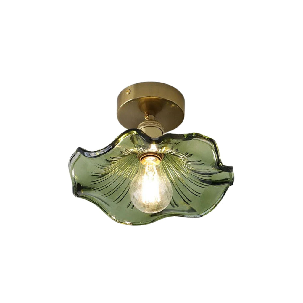 Cullivan Lampada da soffitto – Vetro – Verde – Ø 30 cm – Fascino vintage per soggiorno e camera da letto