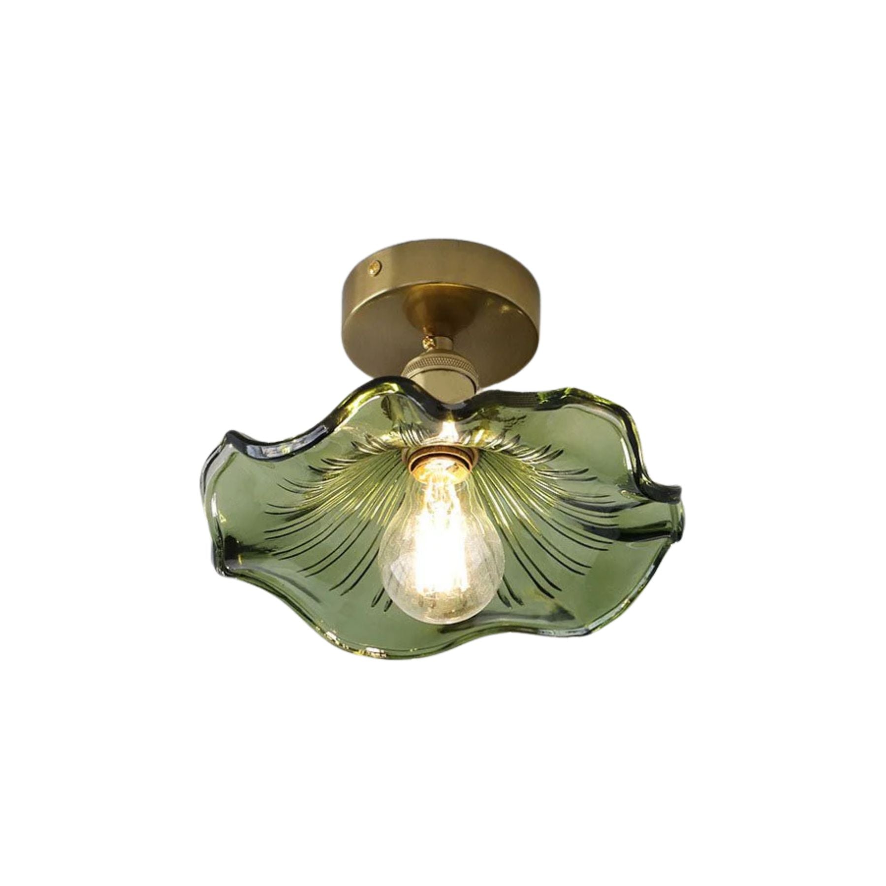 Cullivan Lampada da soffitto – Vetro – Verde – Ø 30 cm – Fascino vintage per soggiorno e camera da letto