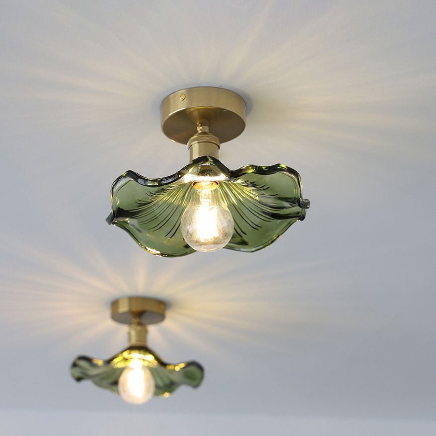 Cullivan Lampada da soffitto – Vetro – Verde – Ø 30 cm – Fascino vintage per soggiorno e camera da letto