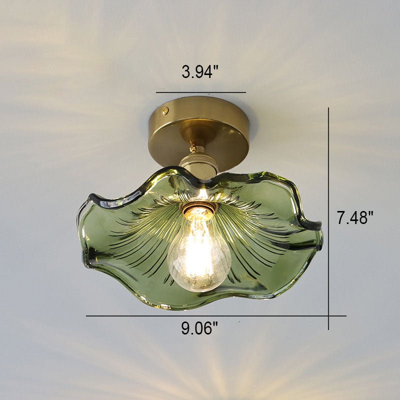 Cullivan Lampada da soffitto – Vetro – Verde – Ø 30 cm – Fascino vintage per soggiorno e camera da letto