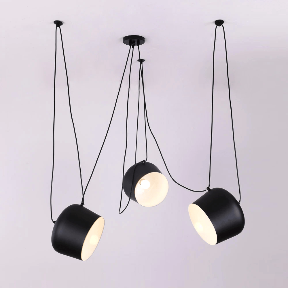 Lampada a sospensione LumaDrum con assemblaggio di lampadina alimentata da cavo