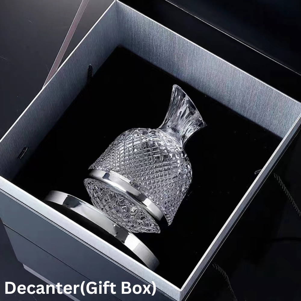 LuxeDecant Decanter per Vino | Rotazione a 360° | Vetro Cristallo Soffiato a Mano | Perfetta Aerazione & Design Elegante