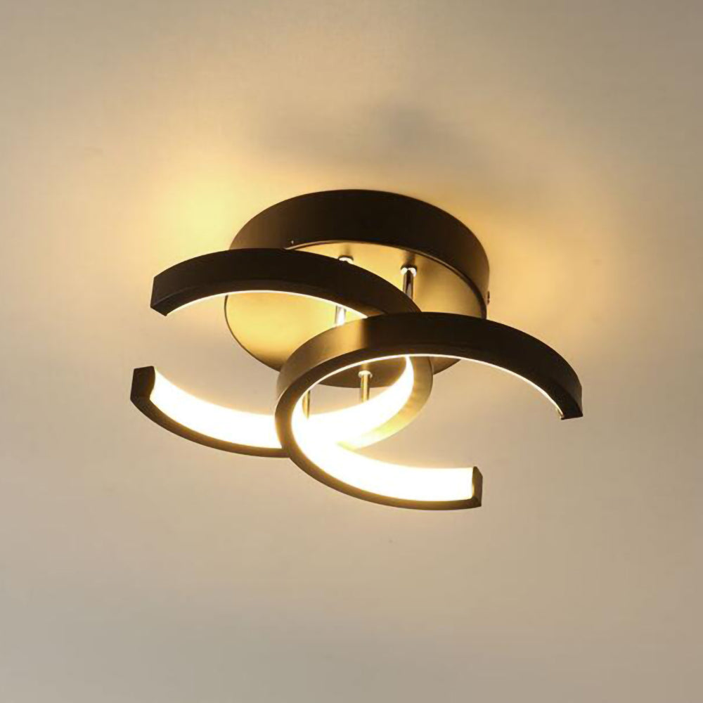 Lampada da soffitto – Ferro & Acrilico – Nero/Bianco – Ø40 cm – Lampada da soffitto LED moderna per soggiorno e corridoio
