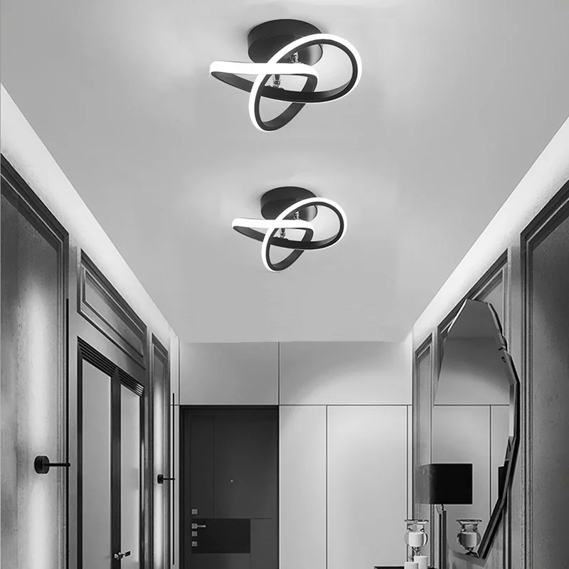 Lampada da soffitto – Ferro & Acrilico – Nero/Bianco – Ø40 cm – Lampada da soffitto LED moderna per soggiorno e corridoio