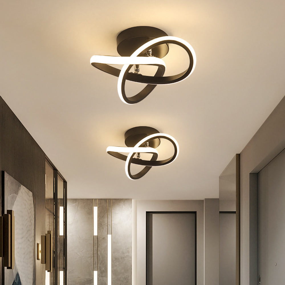 Lampada da soffitto – Ferro & Acrilico – Nero/Bianco – Ø40 cm – Lampada da soffitto LED moderna per soggiorno e corridoio