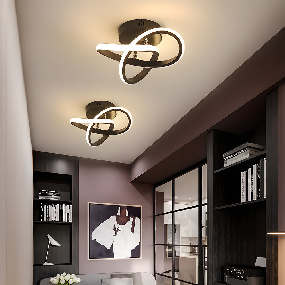 Lampada da soffitto – Ferro & Acrilico – Nero/Bianco – Ø40 cm – Lampada da soffitto LED moderna per soggiorno e corridoio