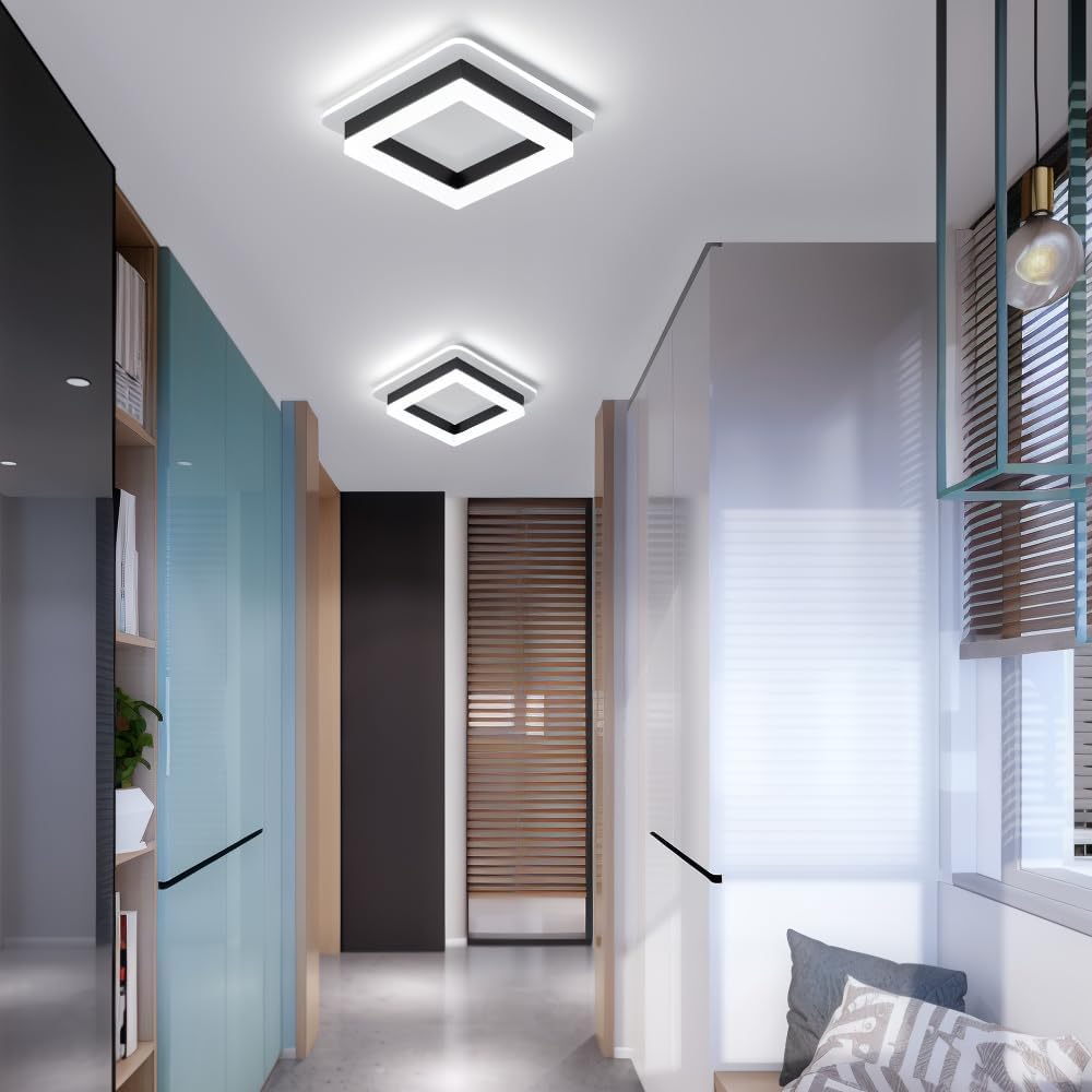 Lampada da soffitto – LED – Nero/Bianco – 24W – Design moderno per soggiorno e corridoio