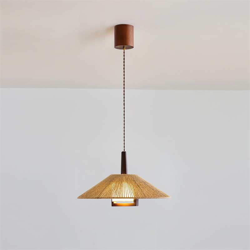 Dorevia Lampada a sospensione – Fune di canapa – Naturale – Ø 30 cm – Minimalista
