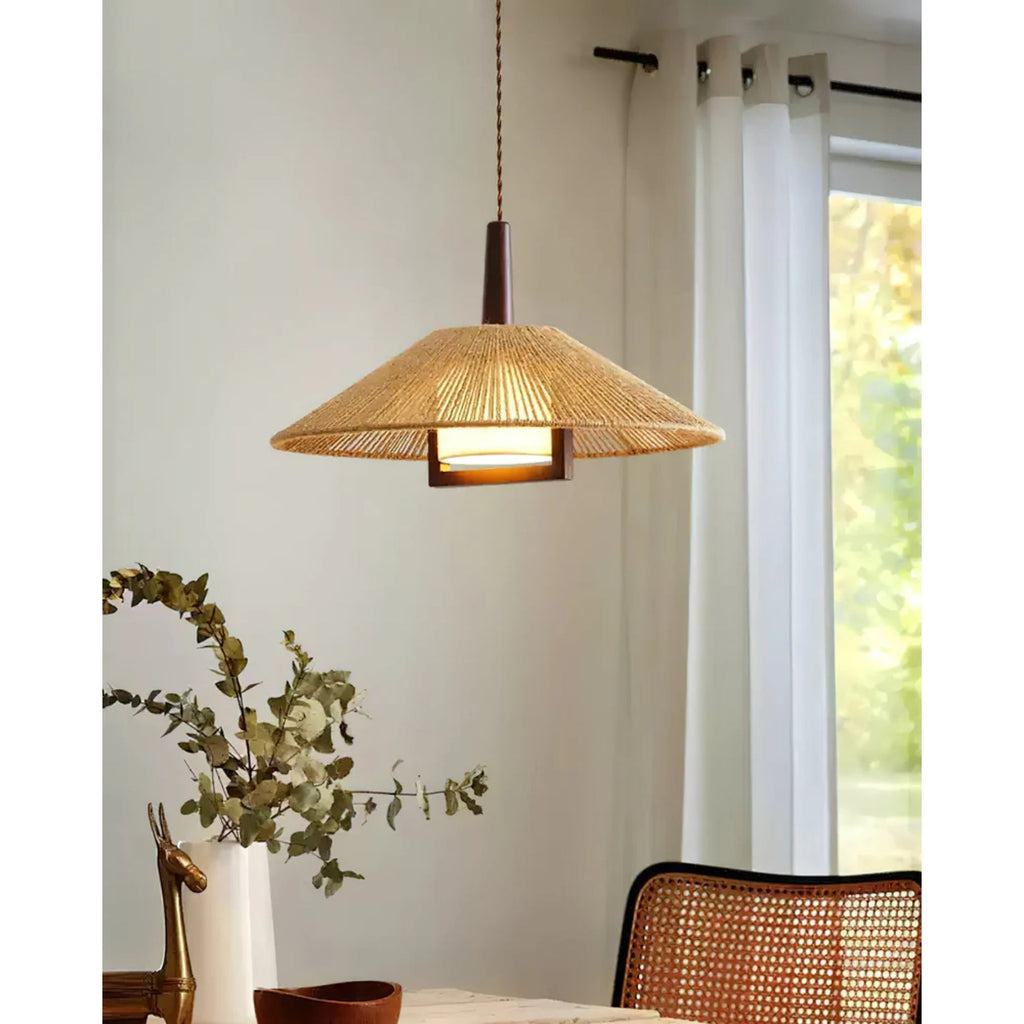 Dorevia Lampada a sospensione – Fune di canapa – Naturale – Ø 30 cm – Minimalista
