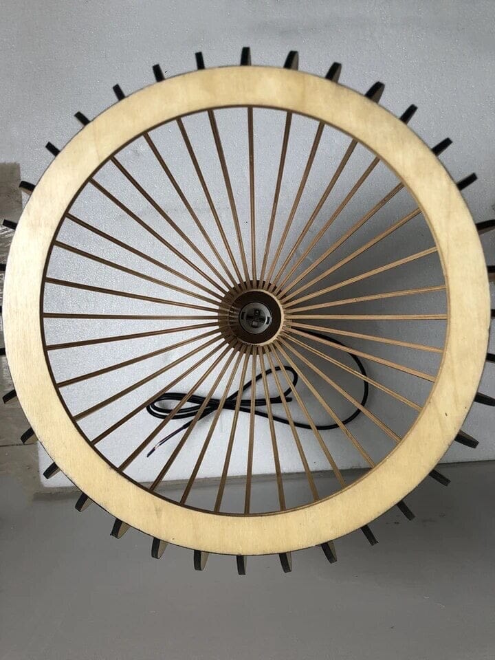 FjordLoom Lampada a Sospensione in Legno Rustico con Cavo Regolabile