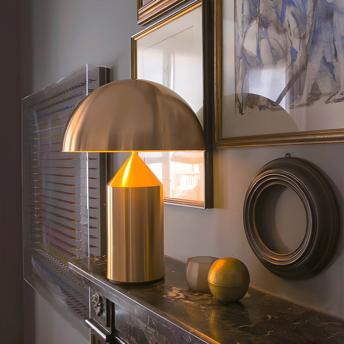 Estylo Lampada da Tavolo – Metallo & Vetro – Bianco – Ø 30 cm – Design Moderno per Illuminazione Elegante