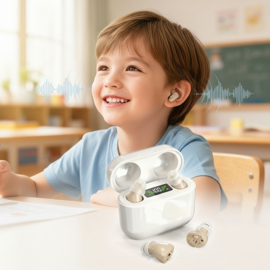 Brehn | HearPro ITC-Amplicatore di Suono | Ricaricabile | Intelligente Riduzione del Rumore | Design In-Ear (Discreto) | 20 Ore di Autonomia | Inclusa Custodia di Ricarica Portatile