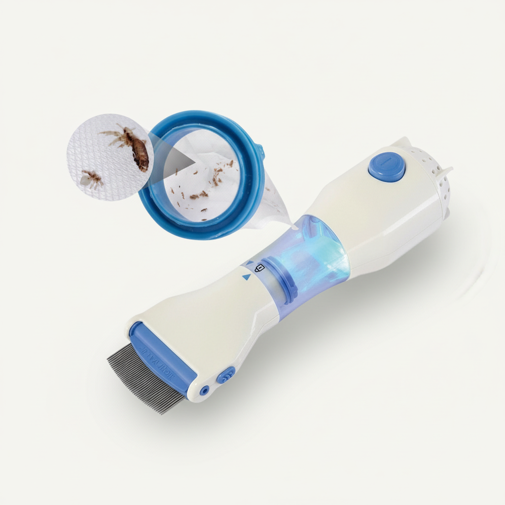 Brehn | Rimuovi pidocchi elettrico | Tecnologia di aspirazione a vuoto | Sistema di denti in acciaio inossidabile | Estrazione di lendini senza sostanze chimiche | Luce di controllo LED integrata | Incluso filtro igienico