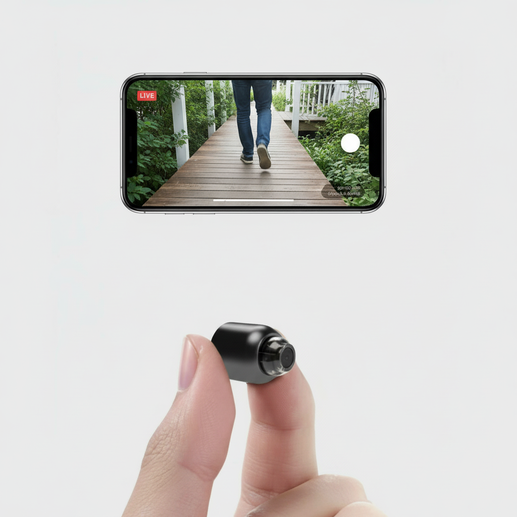 Brehn | Telecamera WiFi-IP ultracompatta | 1080p Full-HD | Obiettivo grandangolare a 120° | Visione notturna a infrarossi & sensore di movimento | Audio bidirezionale | Accesso remoto globale