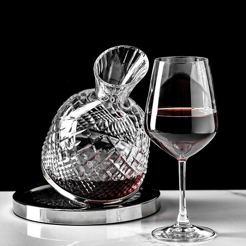 LuxeDecant Decanter per Vino | Rotazione a 360° | Vetro Cristallo Soffiato a Mano | Perfetta Aerazione & Design Elegante