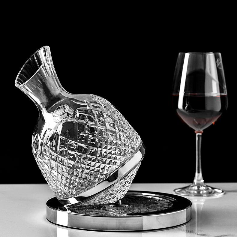 LuxeDecant Decanter per Vino | Rotazione a 360° | Vetro Cristallo Soffiato a Mano | Perfetta Aerazione & Design Elegante