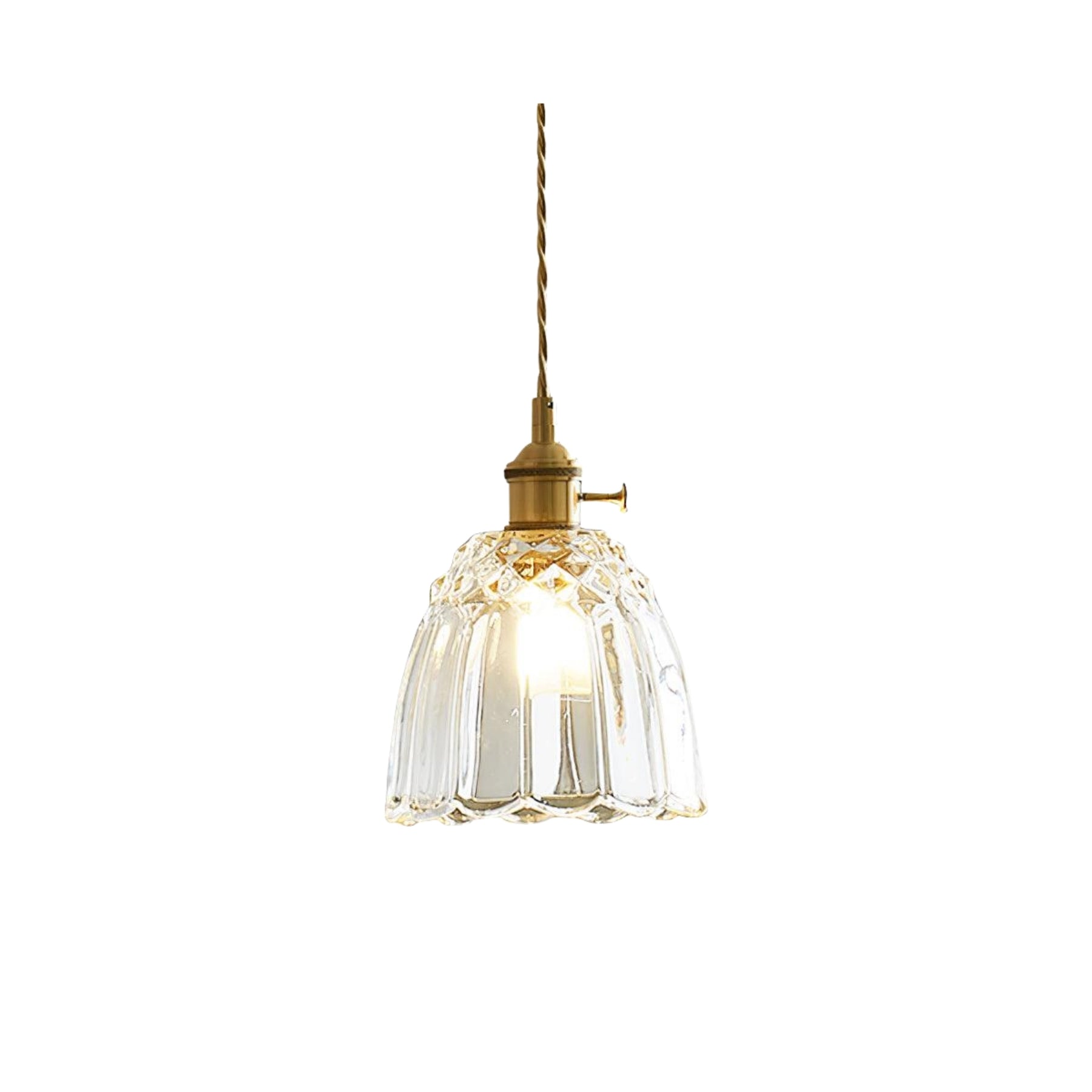 Fulezo Lampada a sospensione – Vetro e Ottone – Trasparente – Ø30 cm – Stile nostalgico per sala da pranzo e soggiorno