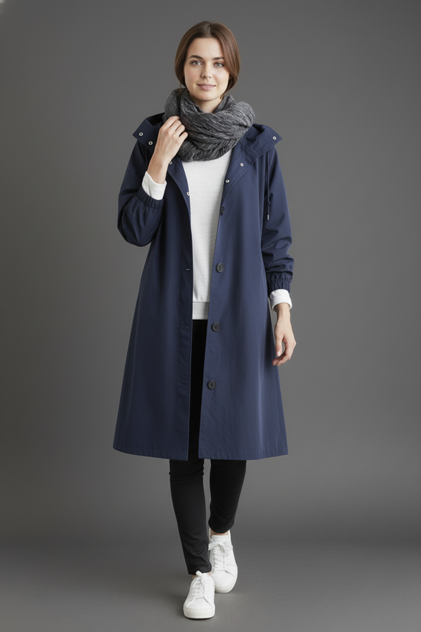 Trenchcoat Antivento e Impermeabile per Donne – Con Cappuccio per Autunno e Inverno
