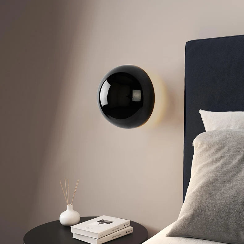 Lampada da Parete Glinova – Ferro & Vetro – Nero – Ø 30 cm – Design Moderno