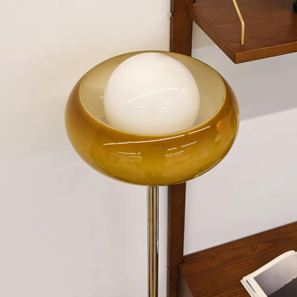 Lampada da terra Gozzuni – Metallo & Vetro – Caramello – Stile Moderno-Retro – Ideale per soggiorno e camera da letto
