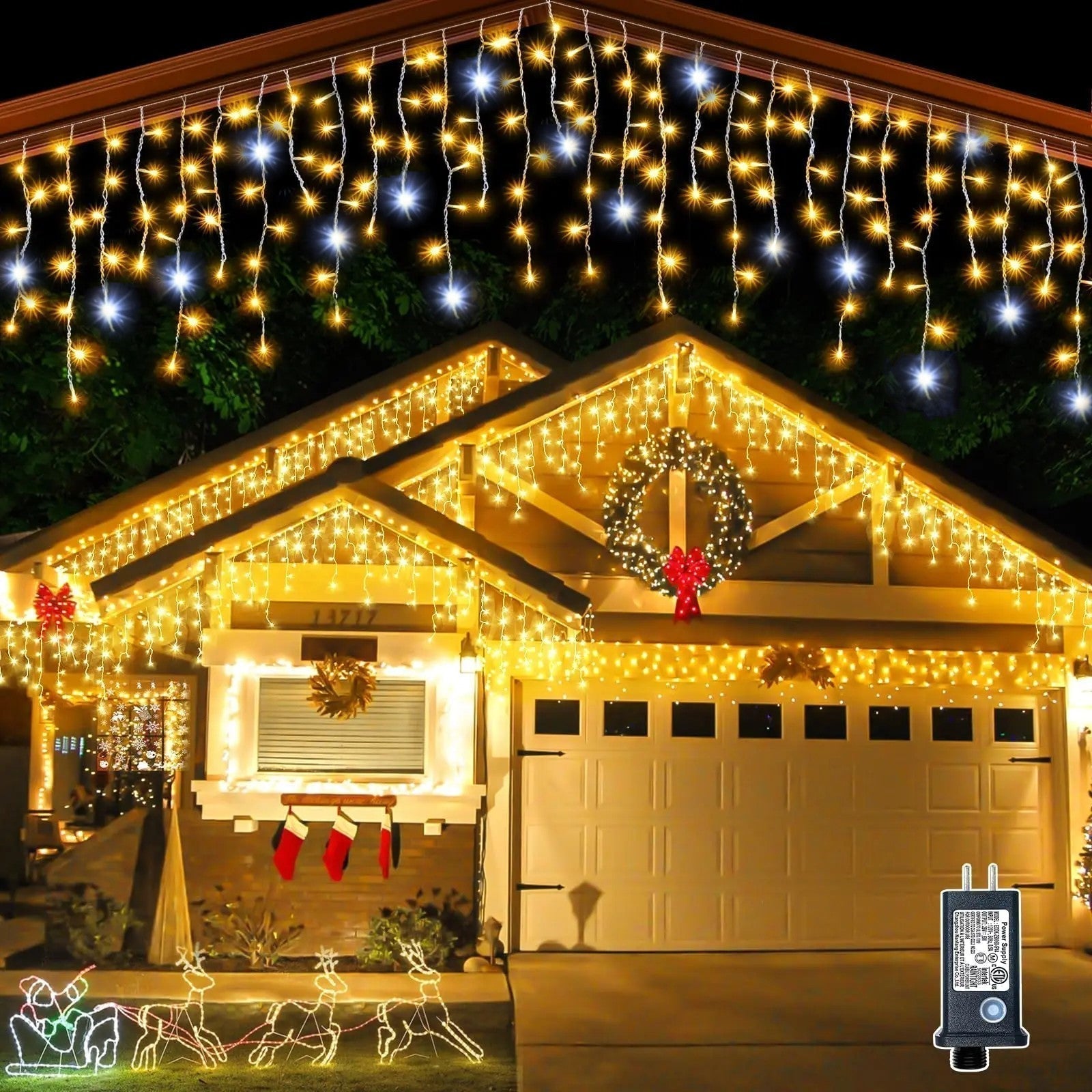 LumaWeave Luci a LED Bianche a Tenda, 4m di Larghezza per Decorazioni Esterne