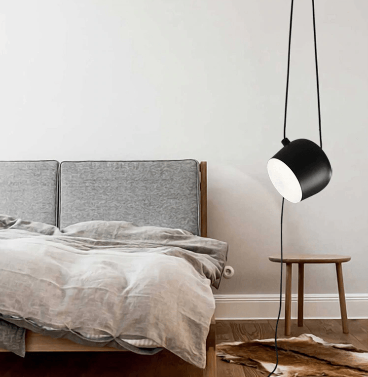 Lampada a sospensione LumaDrum con assemblaggio di lampadina alimentata da cavo