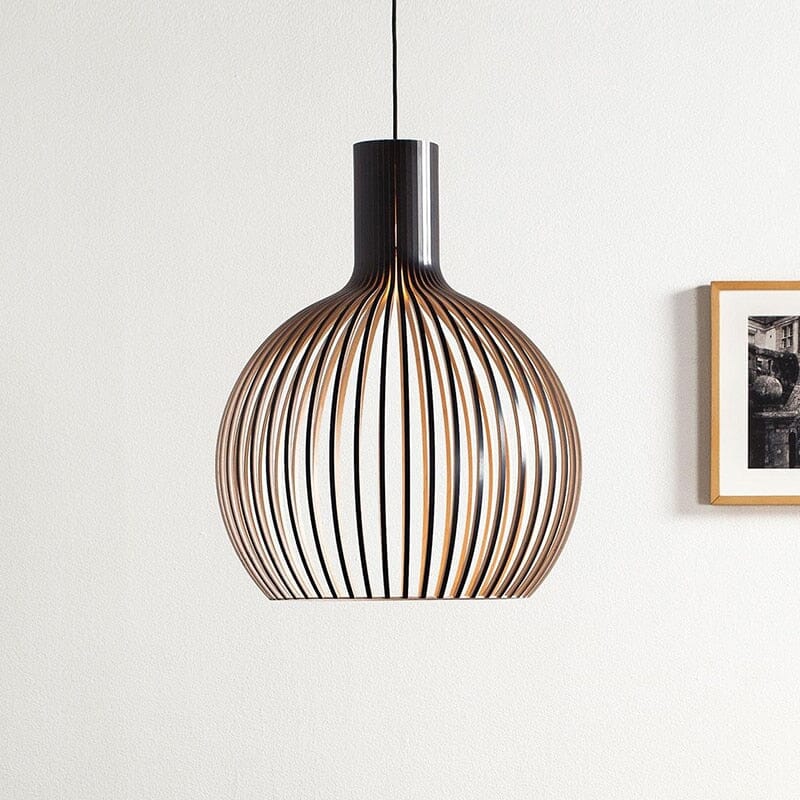 FjordLoom Lampada a Sospensione in Legno Rustico con Cavo Regolabile