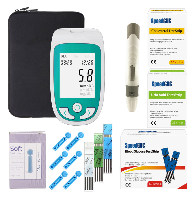 AstraGuard Kit di Test 3-In-1 per Colesterolo, Glucosio e Acido Urico