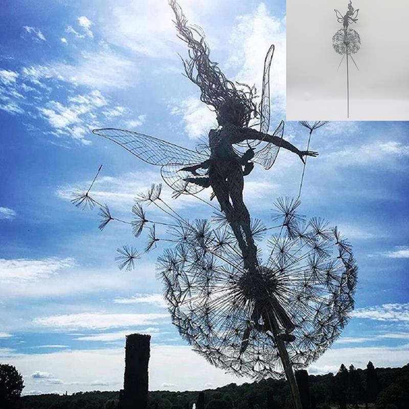 Fate e dente di leone danzano insieme scultura da giardino all'aperto