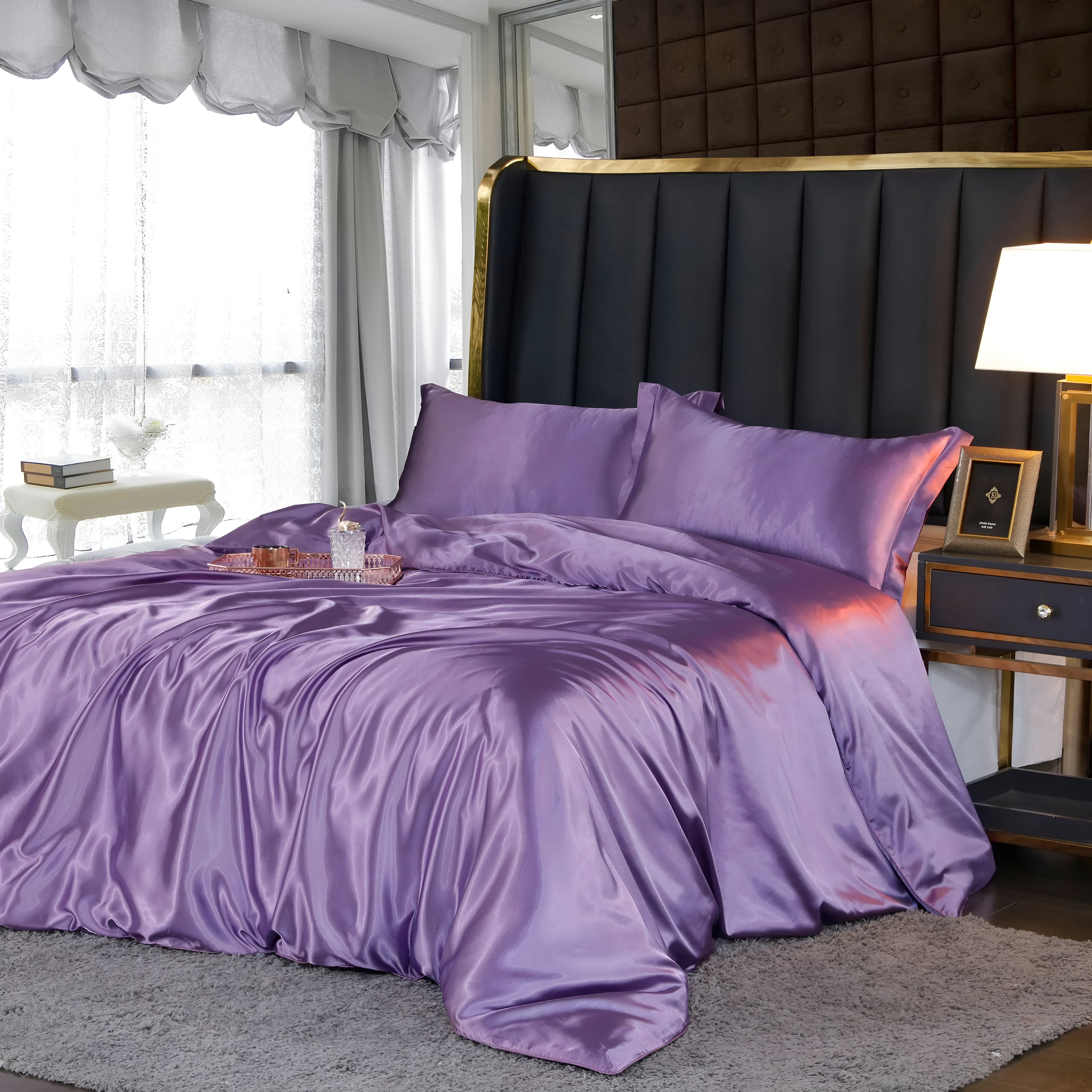 Copertura Letto di Seta Lussuosa – Morbida, Traspirante e Facile da Pulire