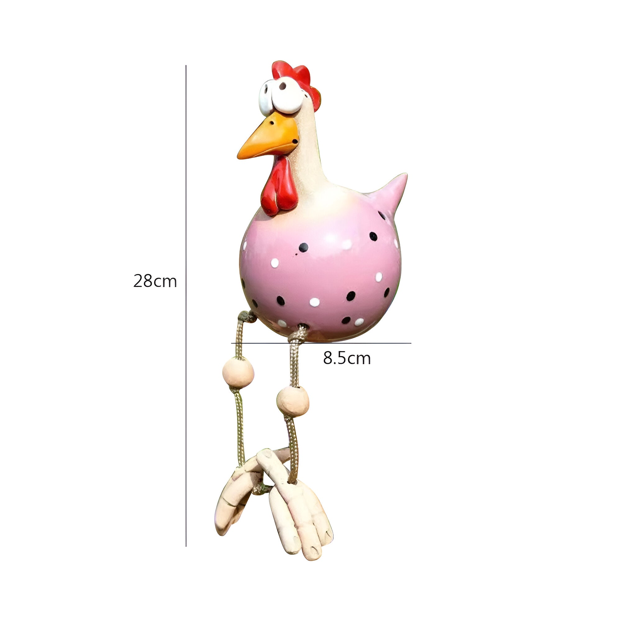 Statua di Gallina con Grandi Occhi - Artigianato in Resina Resistente alle Intemperie - Statua di Gallo da Giardino