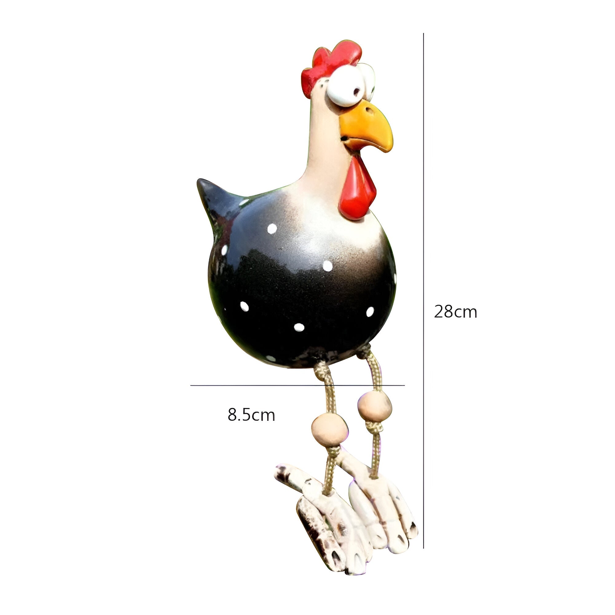 Statua di Gallina con Grandi Occhi - Artigianato in Resina Resistente alle Intemperie - Statua di Gallo da Giardino