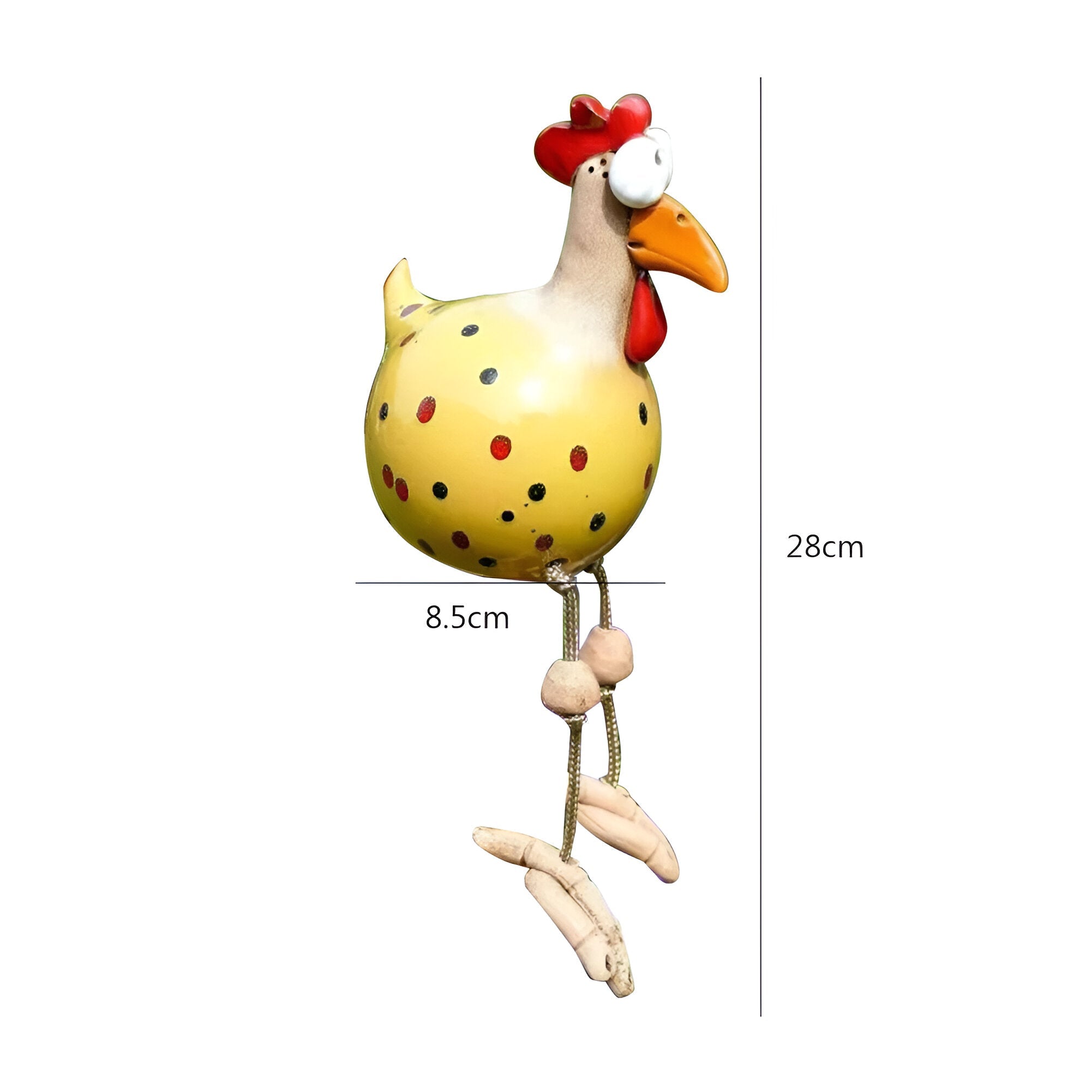 Statua di Gallina con Grandi Occhi - Artigianato in Resina Resistente alle Intemperie - Statua di Gallo da Giardino